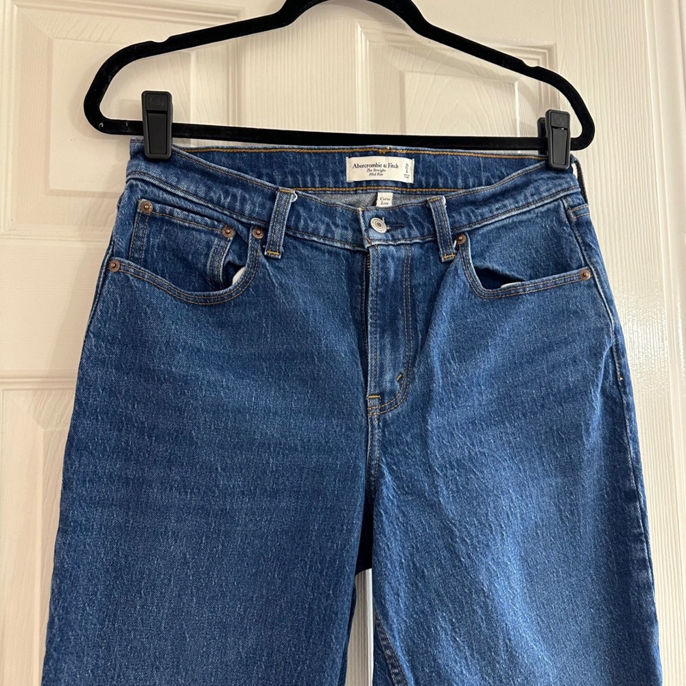 Abercrombie & Fitch Curve Love The Straight Mid Rise Blue Denim Jeans 29 8 Short - Picture 4 of 7